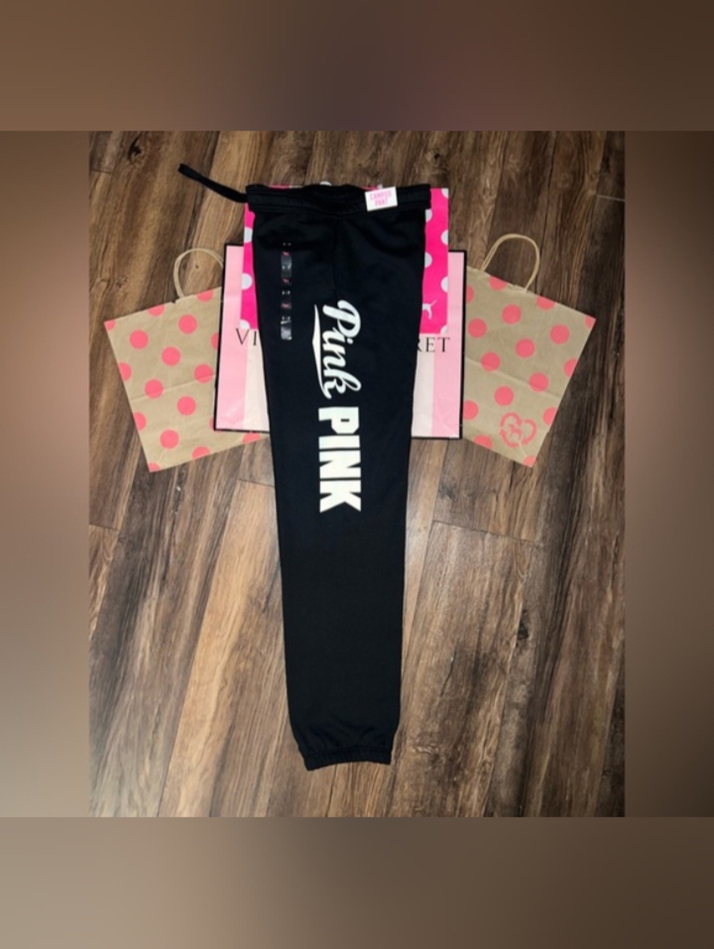 🩷for my bestie🩷 Pink Victoria's Secret Black Logo Sweatpants